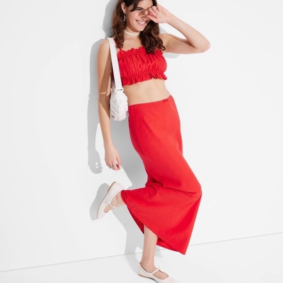 Women's Linen Bow-Front Maxi Skirt - Picture 1 of 5